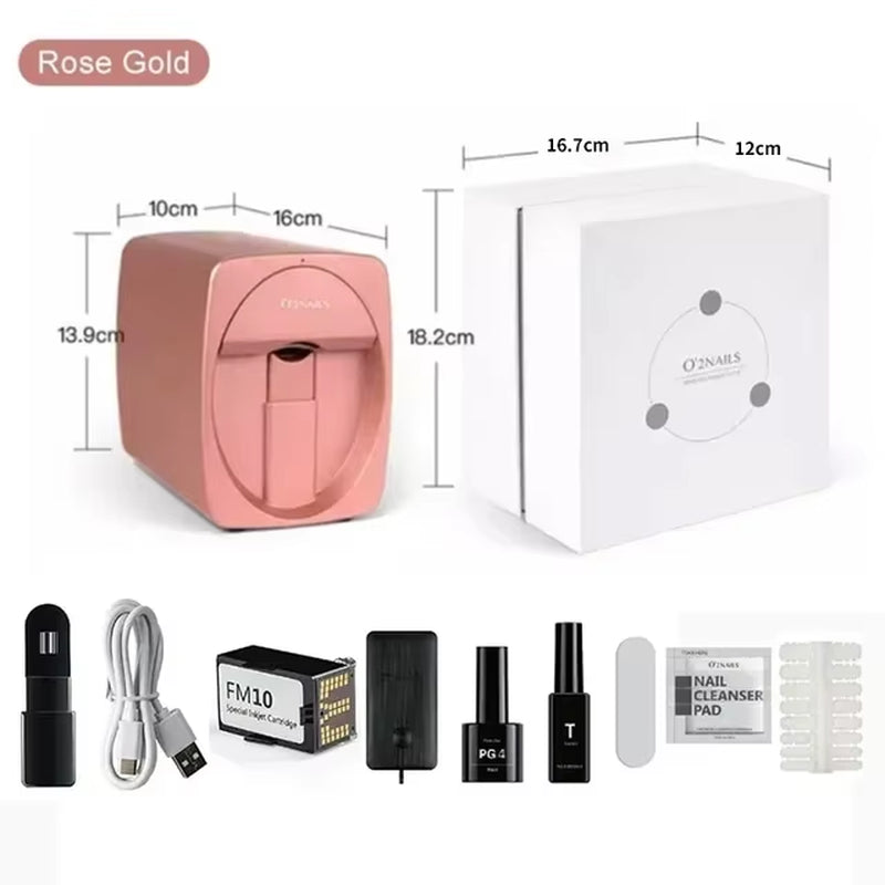 O2Nails All-In-One Smart Nail Printer,Digital 3D Printing with Ink Cartridge,Effortlessly Create Intricate Nail Designs at Home