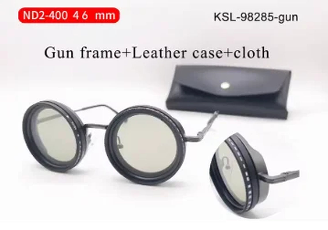 Hand Made ND9 Retro Punk Polarized Men round Adjustable Sunglasses Women UV anti UV Fishing Sunglasses ND Filter