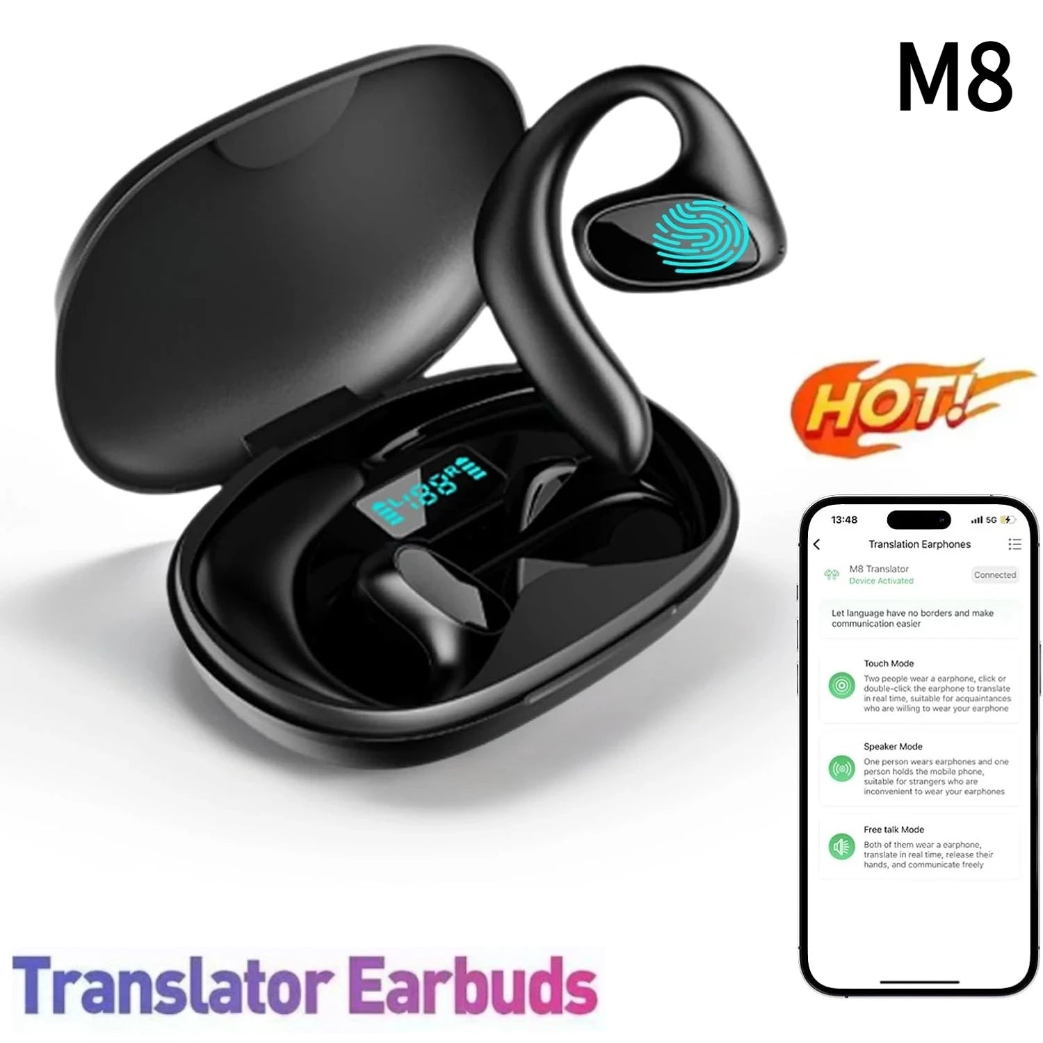 M8 Language BT Translator Earbuds Bluetooth Headset That Supports Translation into 144 Languages Onlinetranslation