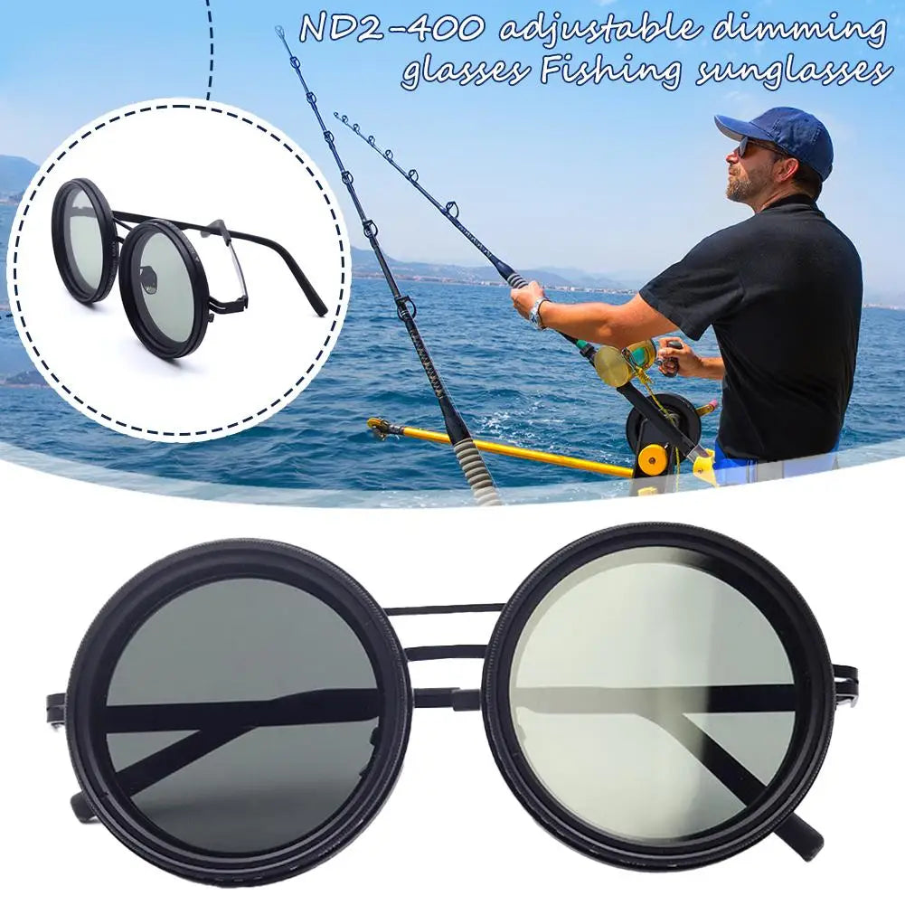 Hand Made ND9 Retro Punk Polarized Men round Adjustable Sunglasses Women UV anti UV Fishing Sunglasses ND Filter