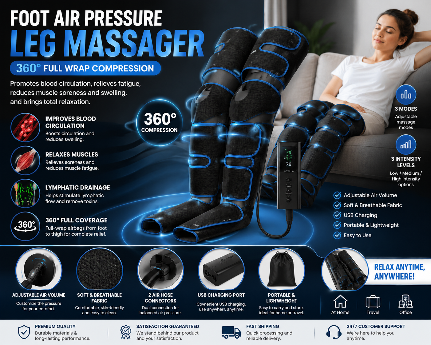 Foot air pressure massager