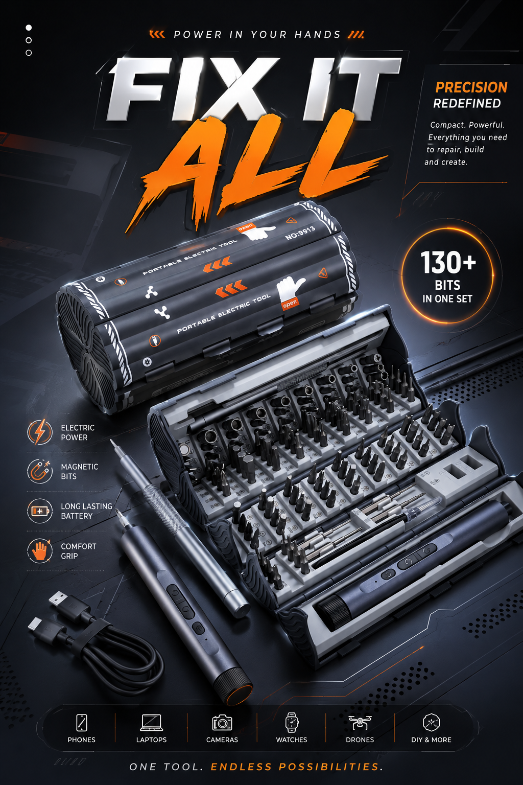Precision electric screwdriver set