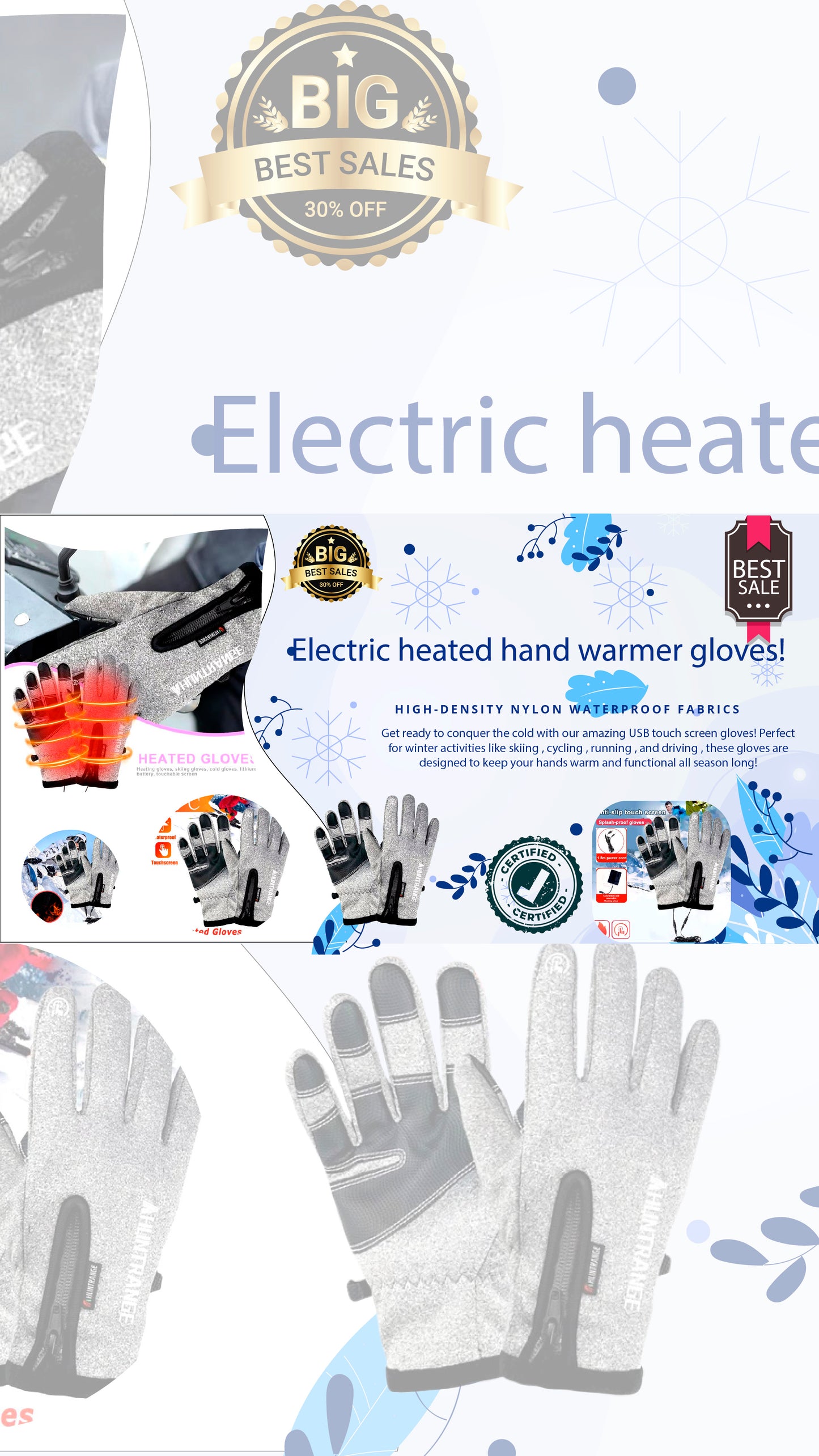 Electric heated hand warmer gloves!