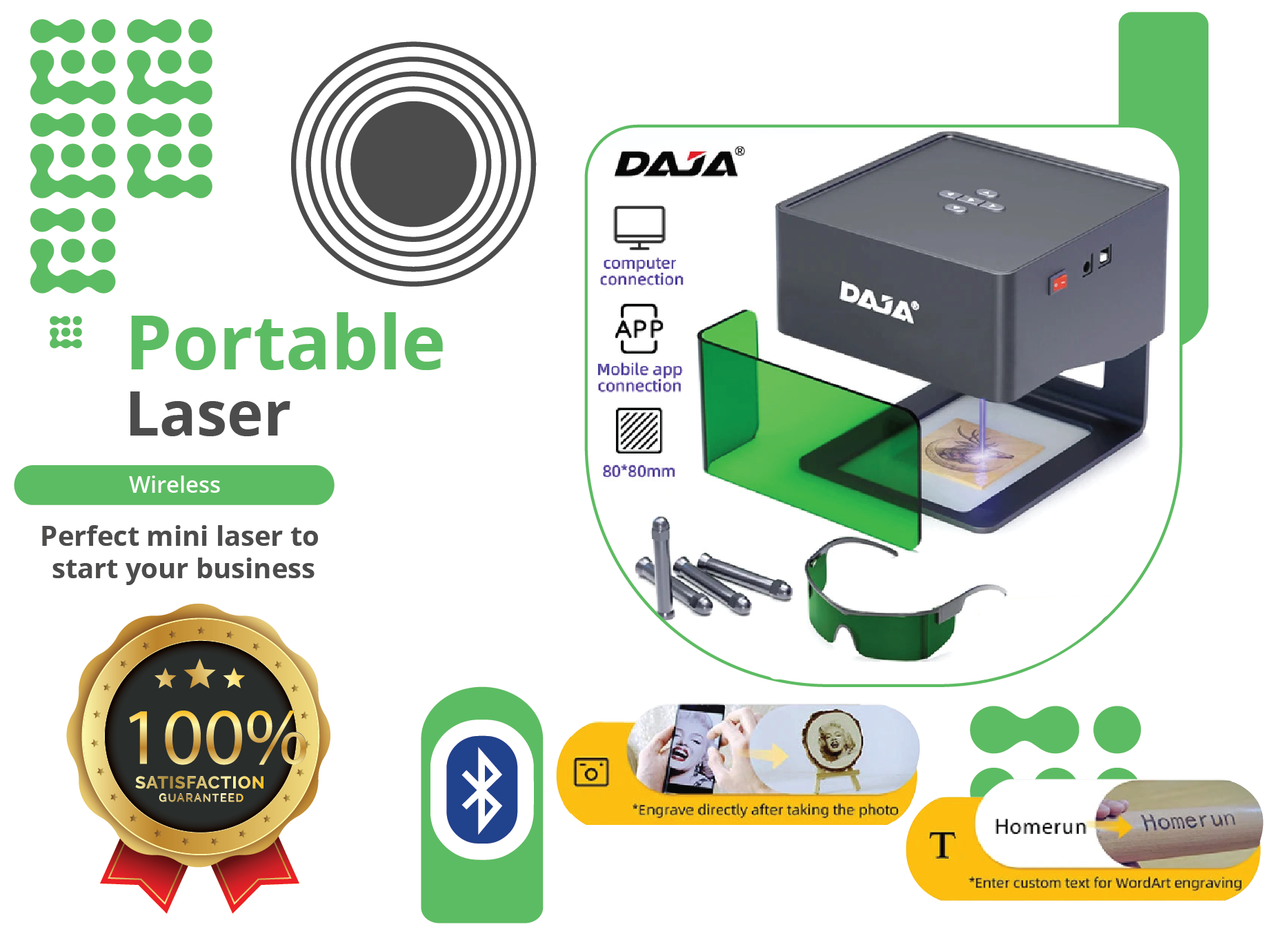 Laser engraver CNC DIY DJ6 designed to quickly engrave logos and markings on wood, plastic, and other materials, featuring 3000mw laser power.