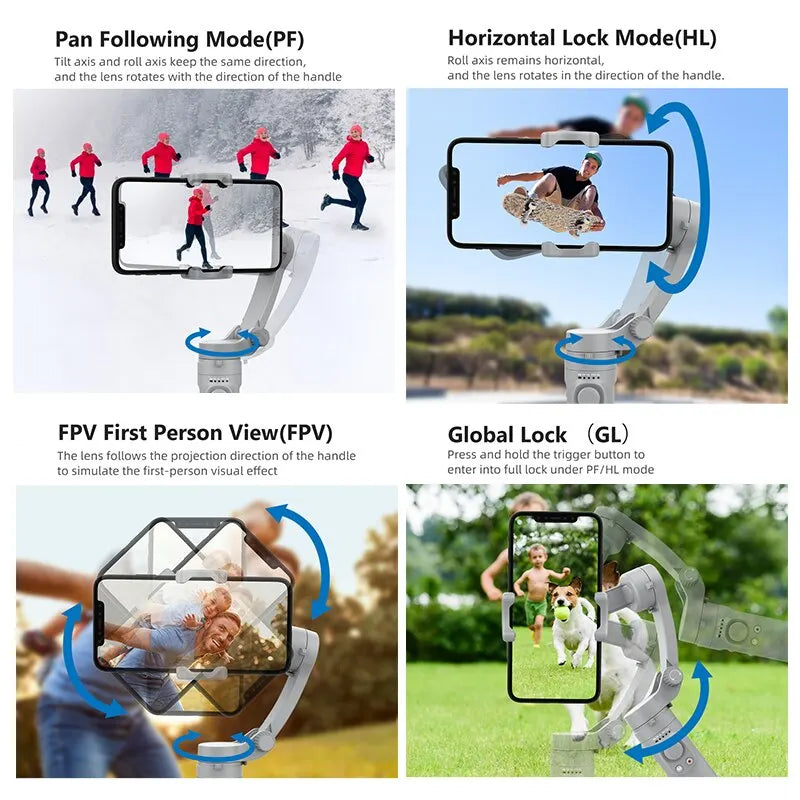 Foldable 3-Axis Smartphone Gimbal: Ultimate Stability for Vloggers