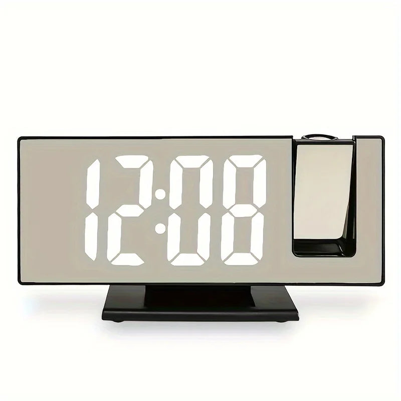 Large-screen mirror alarm clock with time projector