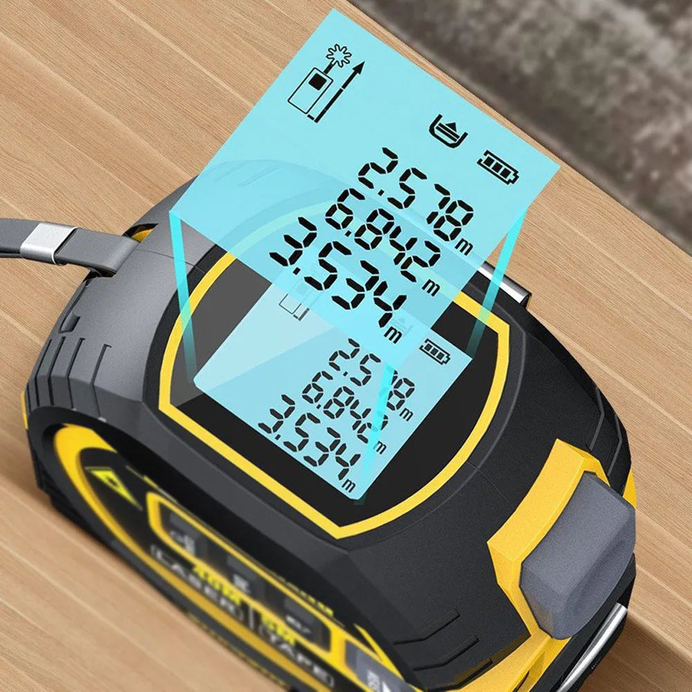 3 in 1 laser rangefinder 5m tape measure with LCD display