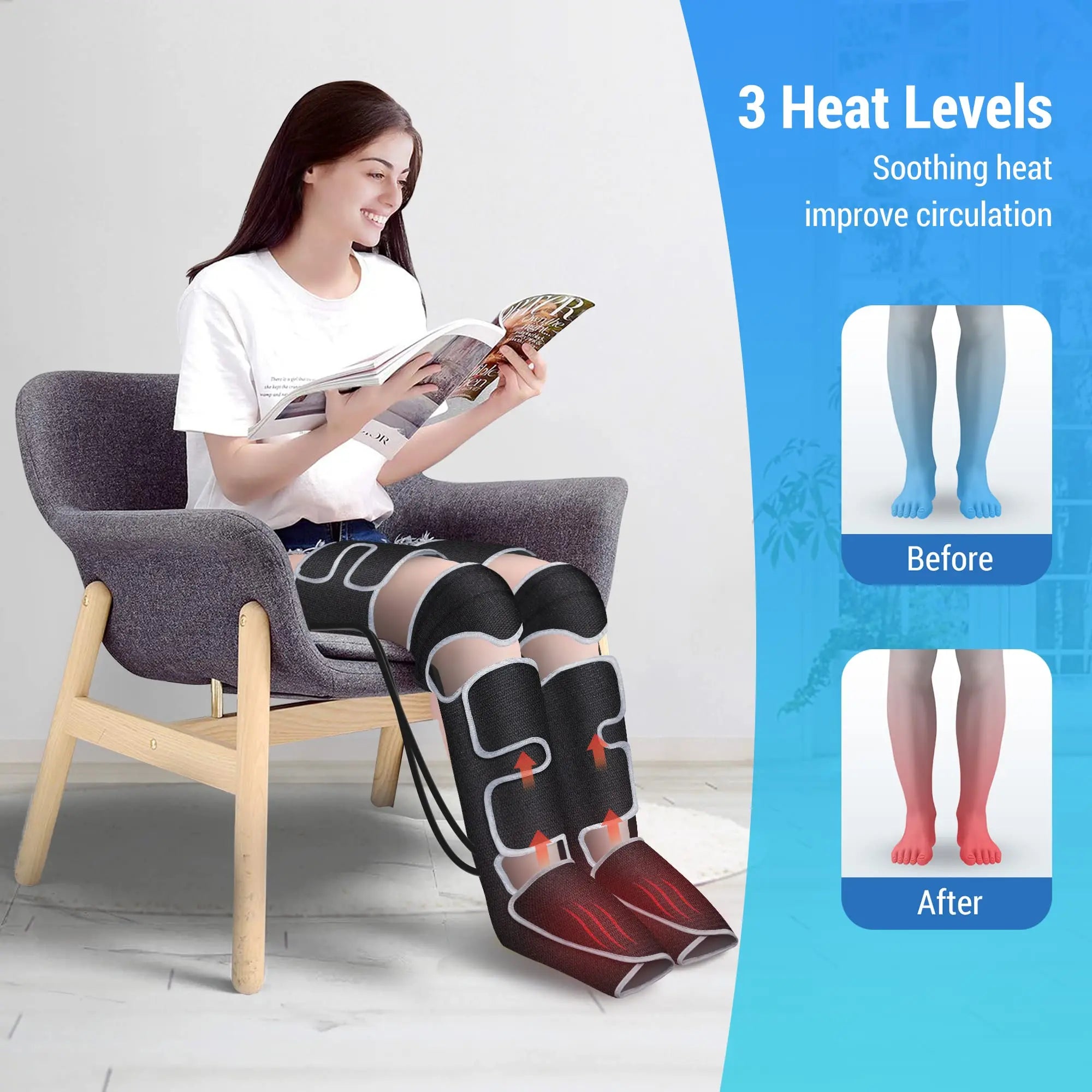 360° air compression leg massager: ultimate foot & calf relief, circulation boost, and lymphatic support!