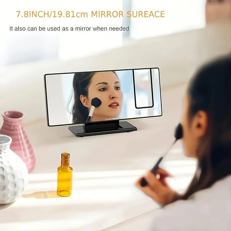Large-screen mirror alarm clock with time projector