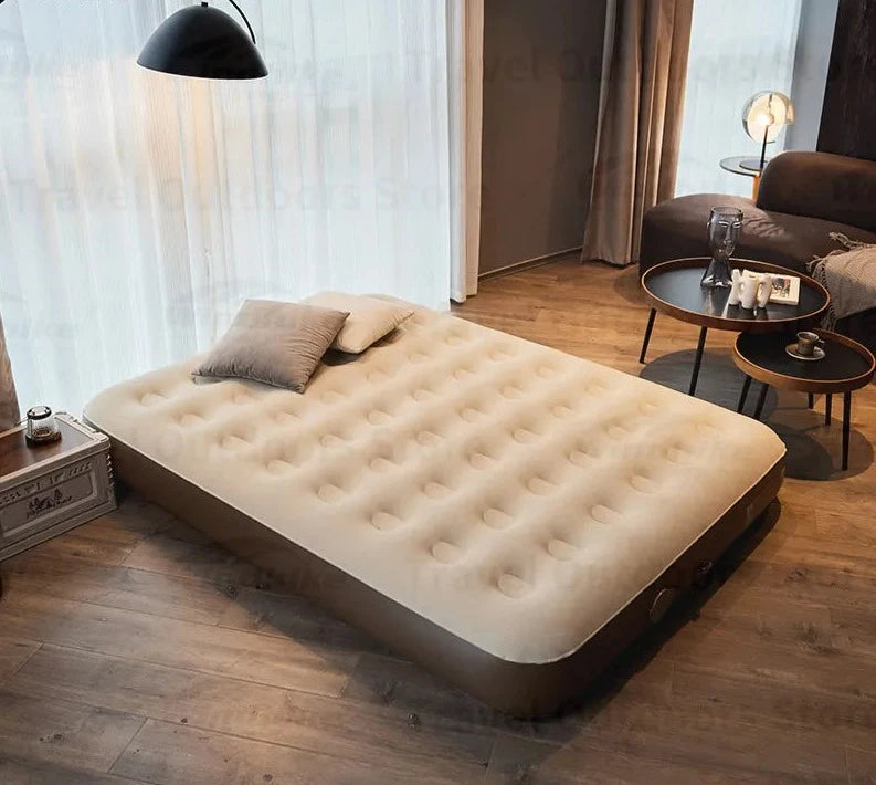 Portable PVC air bed with built-in pump for camping and tourism, 25CM height and self-Inflating