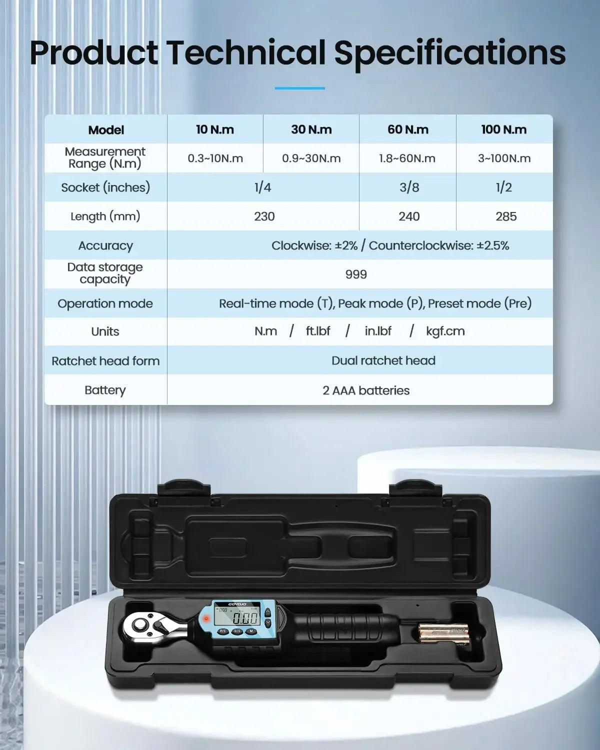 Digital Preset Torque Wrench 1/2" 3/8" 1/4"