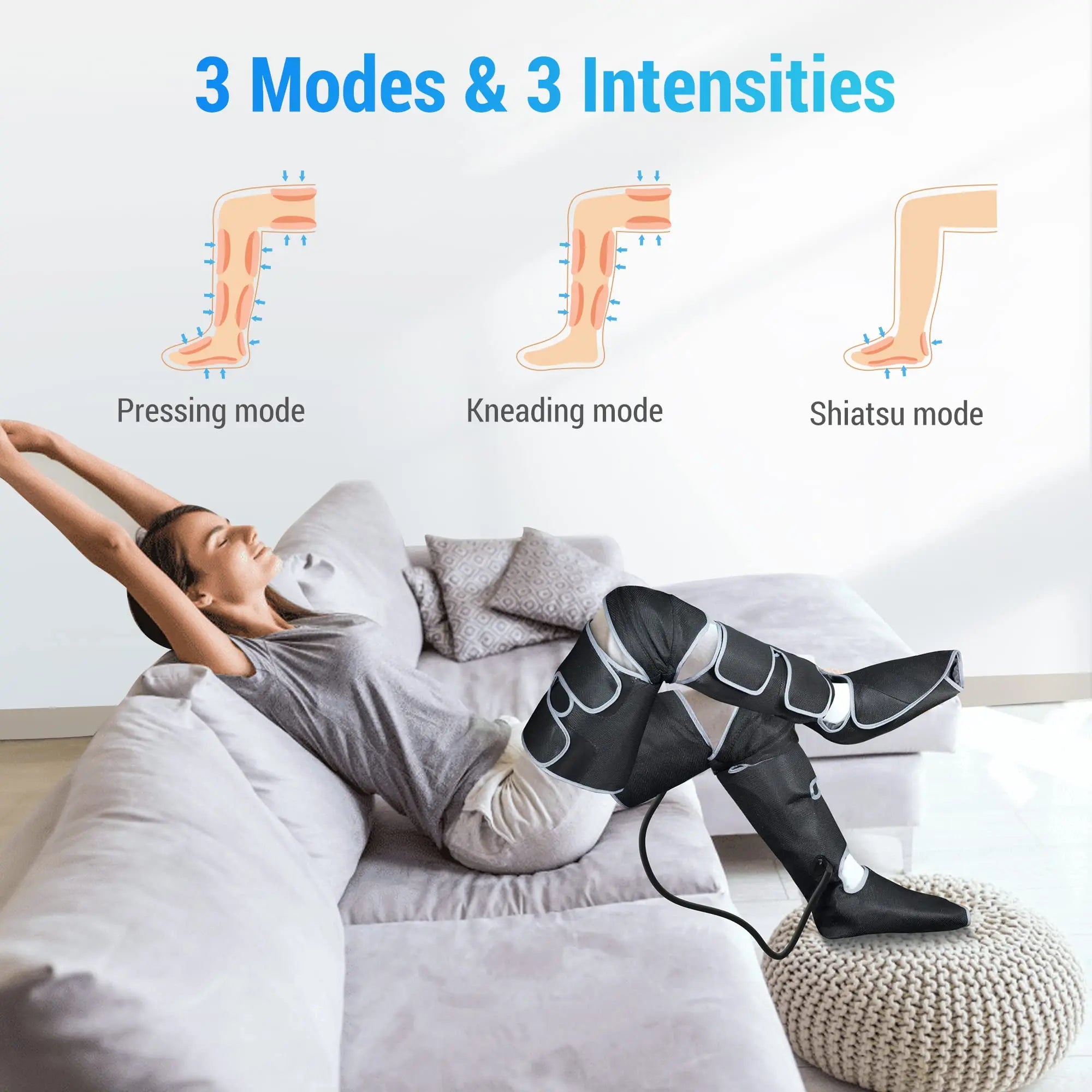 360° air compression leg massager: ultimate foot & calf relief, circulation boost, and lymphatic support!