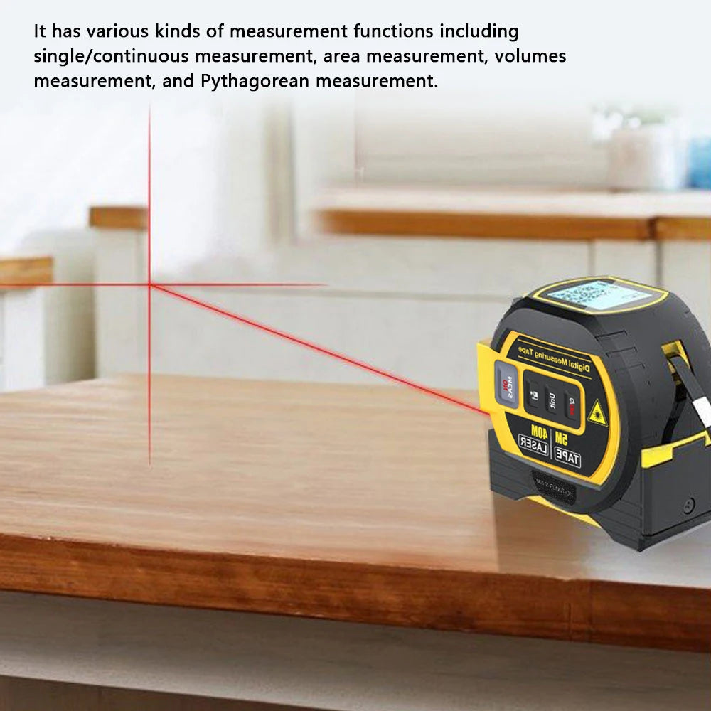 3 in 1 laser rangefinder 5m tape measure with LCD display