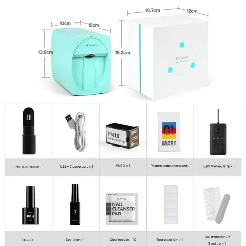 O2Nails All-In-One Smart Nail Printer,Digital 3D Printing with Ink Cartridge,Effortlessly Create Intricate Nail Designs at Home