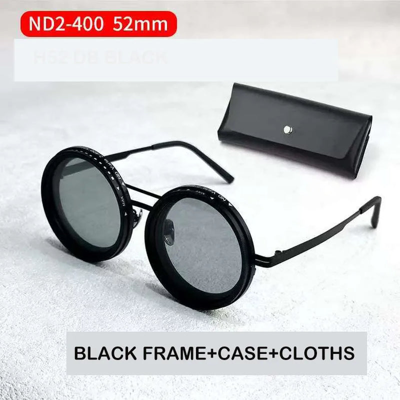 Hand Made ND9 Retro Punk Polarized Men round Adjustable Sunglasses Women UV anti UV Fishing Sunglasses ND Filter