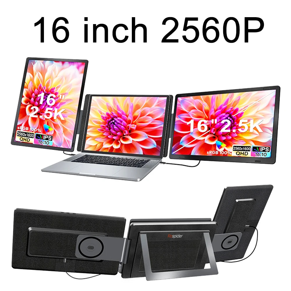 14 to 16 Inch Dual Screen Extender Display FHD IPS Triple Expandable Monitor High Definition for Laptop Productivity