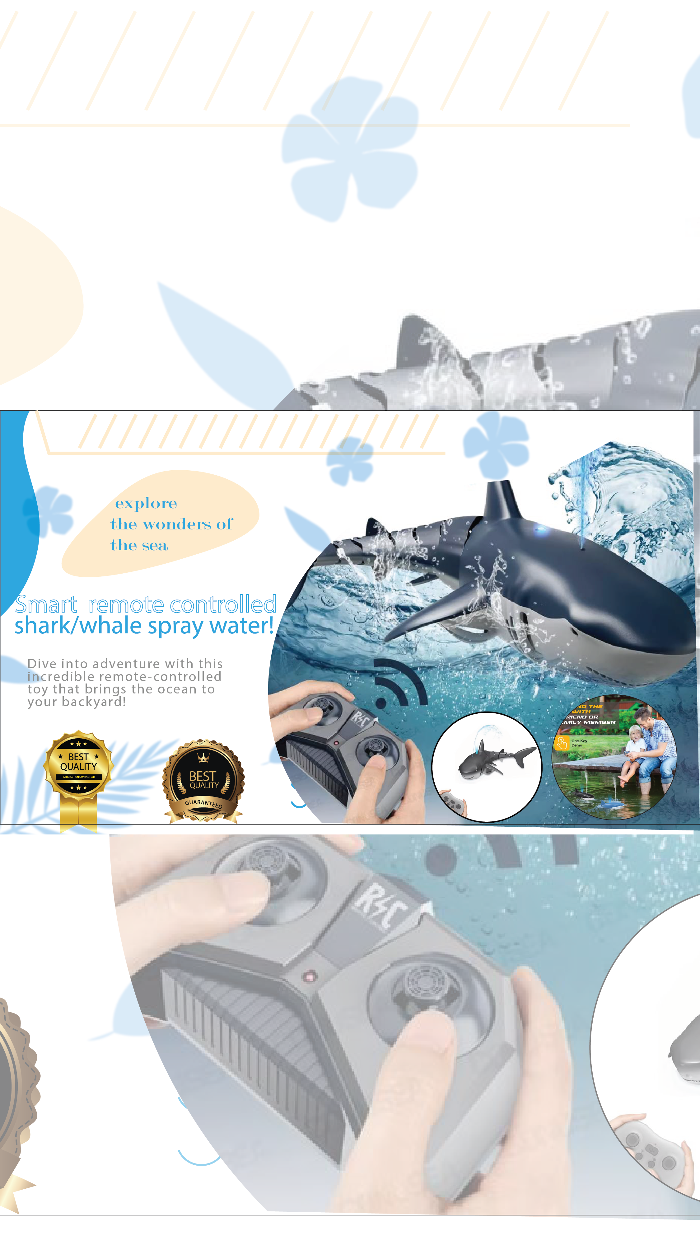 Smart remote controlled shark /whale spray water!