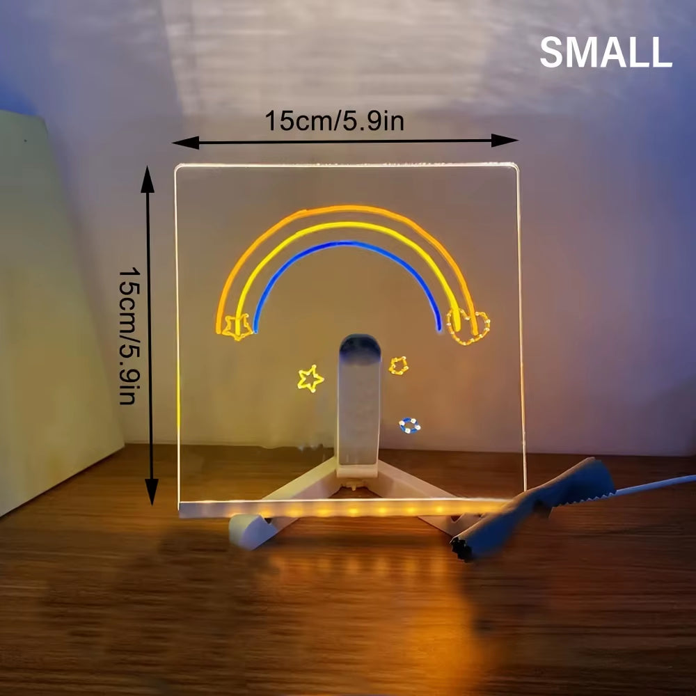 LED Note Board DIY Acrylic Night Light 7 Pens Drawing Board Rechargeable RGB Erasable Painting Drawing Boards Kids Birthday Gift