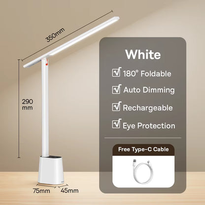 Desk Lamp 180° Foldable LED Table Lamp Rechargeable Auto Dimming Smart Eye Protection Study Reading Room Night Light Lamp