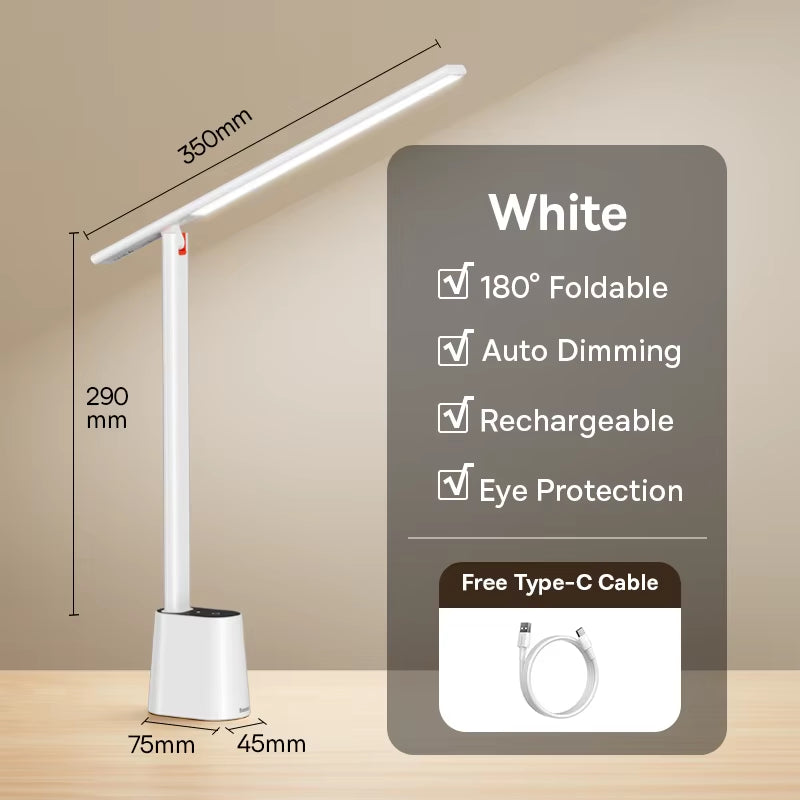 Desk Lamp 180° Foldable LED Table Lamp Rechargeable Auto Dimming Smart Eye Protection Study Reading Room Night Light Lamp