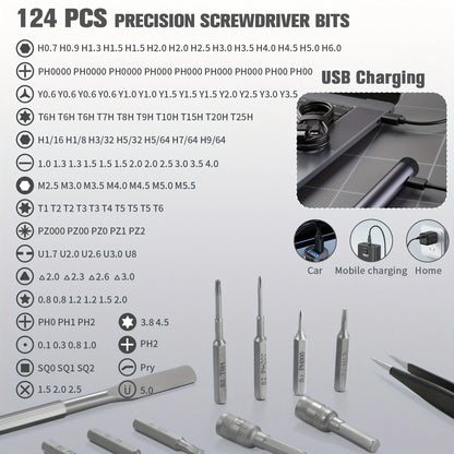 138 in 1 Precision Electric Screwdriver Set High Torque with LED Light Strong Magnetic Phillips Torx Screw Driver Bits for DIY