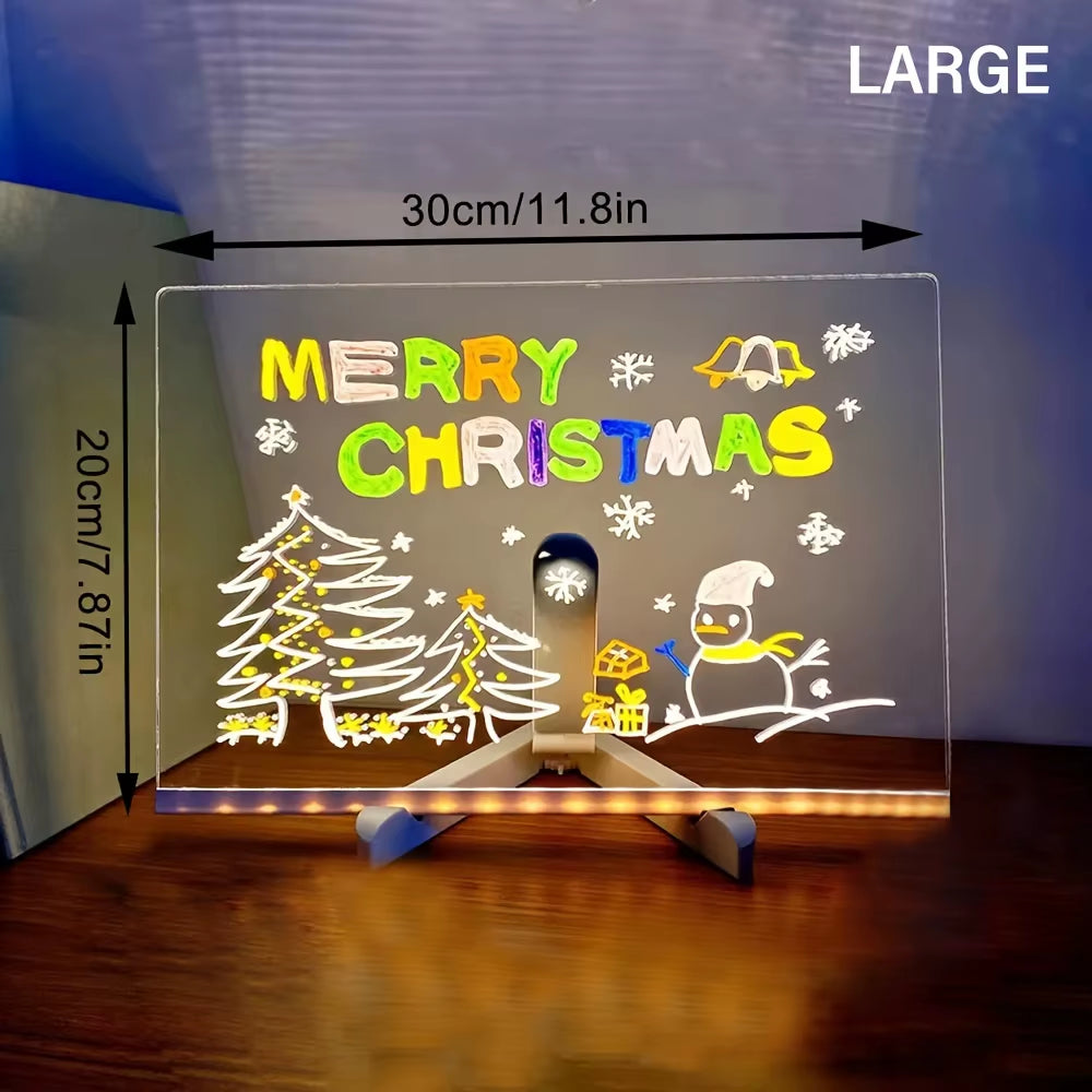 LED Note Board DIY Acrylic Night Light 7 Pens Drawing Board Rechargeable RGB Erasable Painting Drawing Boards Kids Birthday Gift