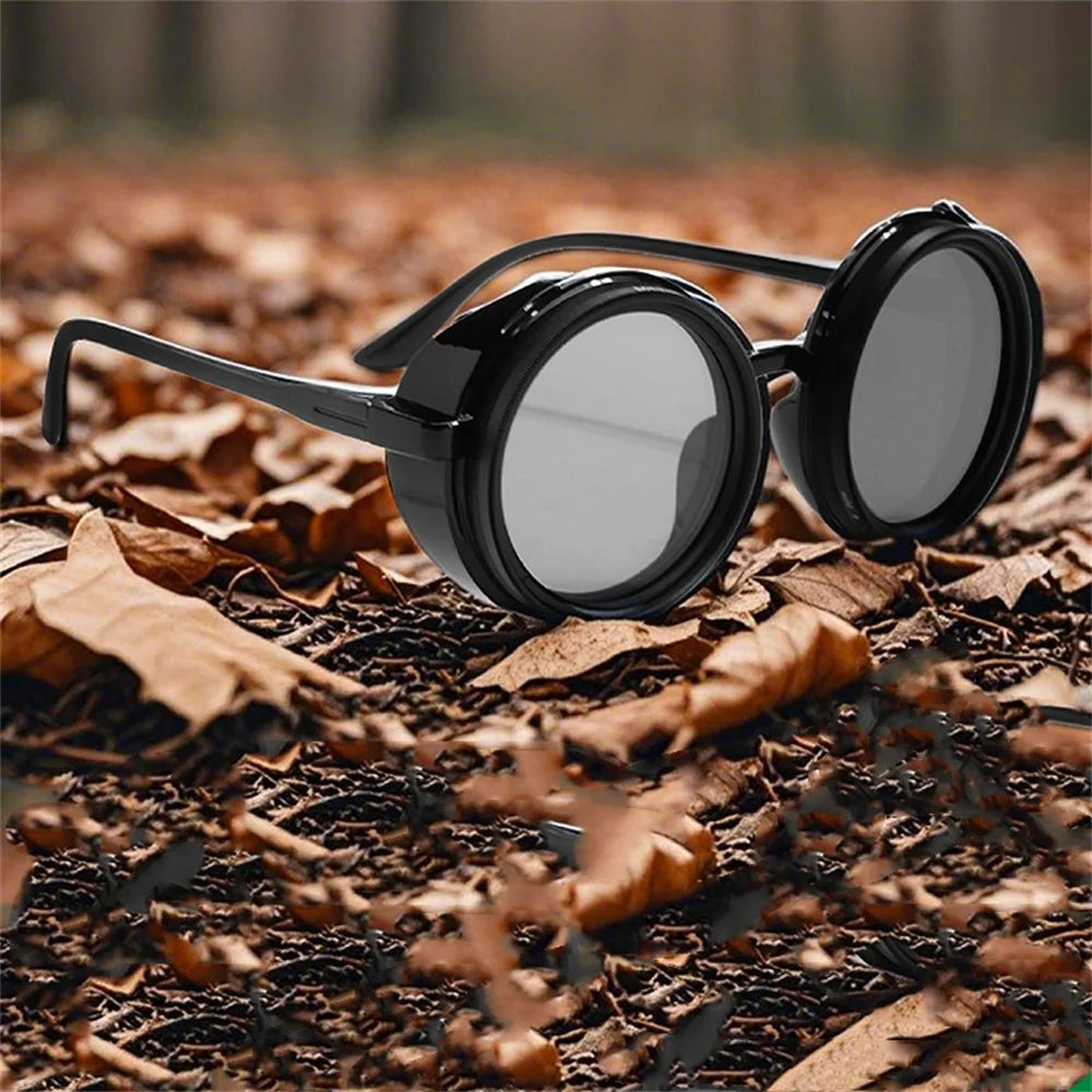 Hand Made ND9 Retro Punk Polarized Men round Adjustable Sunglasses Women UV anti UV Fishing Sunglasses ND Filter