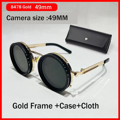 Hand Made ND9 Retro Punk Polarized Men round Adjustable Sunglasses Women UV anti UV Fishing Sunglasses ND Filter