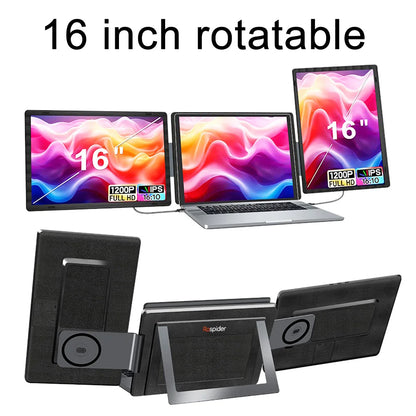 14 to 16 Inch Dual Screen Extender Display FHD IPS Triple Expandable Monitor High Definition for Laptop Productivity