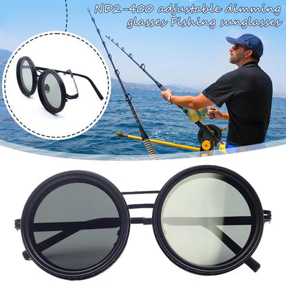 Hand Made ND9 Retro Punk Polarized Men round Adjustable Sunglasses Women UV anti UV Fishing Sunglasses ND Filter
