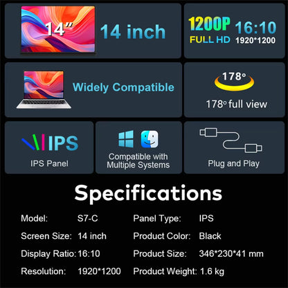 14 to 16 Inch Dual Screen Extender Display FHD IPS Triple Expandable Monitor High Definition for Laptop Productivity