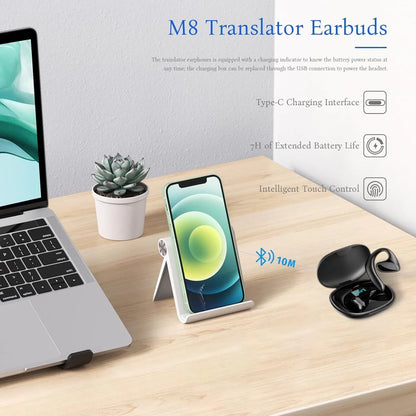 M8 Language BT Translator Earbuds Bluetooth Headset That Supports Translation into 144 Languages Onlinetranslation