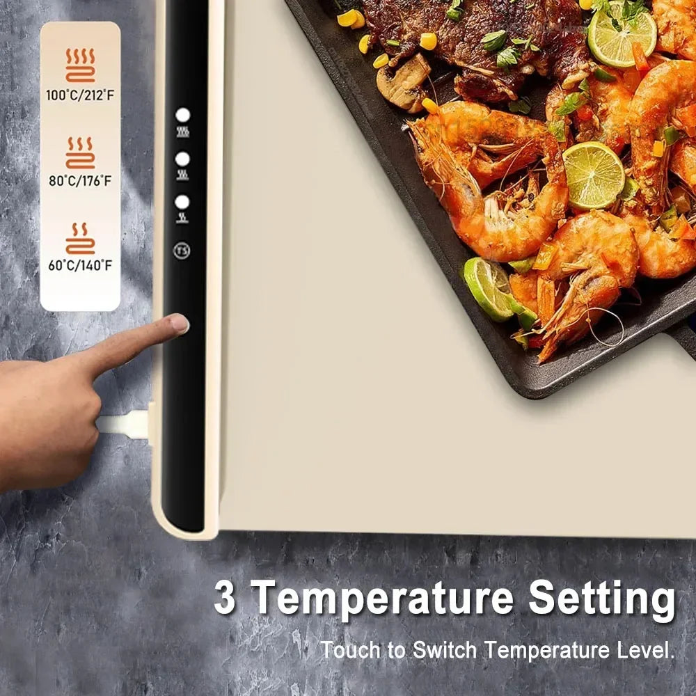 Electric Warming Tray Food Warmer Mat Foldable Food Warm Plate Party Fast Heating Plate Portable Silicone Electric Warming Tray