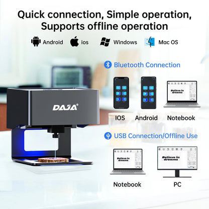 DJ6 Laser Engraver Mini Portable Bluetooth DIY Cut Engraving Machine Engrave Mark Wood Painted Metal Acrylic Glass Leather