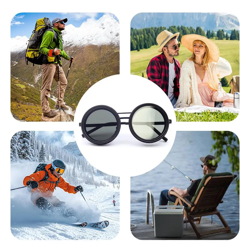 Hand Made ND9 Retro Punk Polarized Men round Adjustable Sunglasses Women UV anti UV Fishing Sunglasses ND Filter