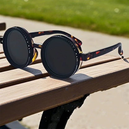 Hand Made ND9 Retro Punk Polarized Men round Adjustable Sunglasses Women UV anti UV Fishing Sunglasses ND Filter