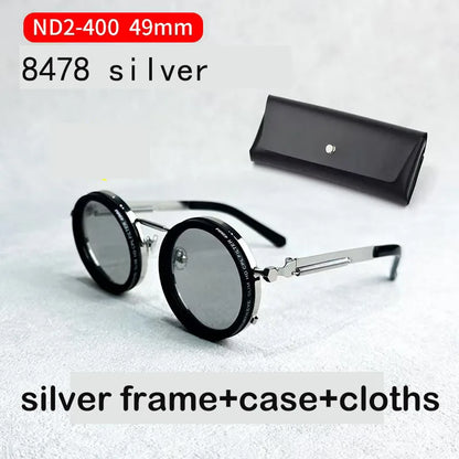 Hand Made ND9 Retro Punk Polarized Men round Adjustable Sunglasses Women UV anti UV Fishing Sunglasses ND Filter