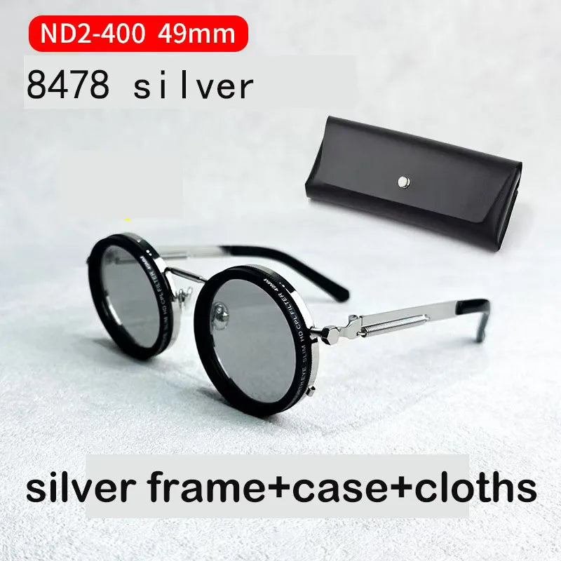 Hand Made ND9 Retro Punk Polarized Men round Adjustable Sunglasses Women UV anti UV Fishing Sunglasses ND Filter
