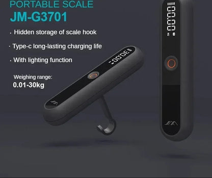 JIMIHOME JM-G3701 Electric Handheld Scale High-Precision Portable 0.01-30Kg Electronic Scale Rechargeable Digital Luggage Scale