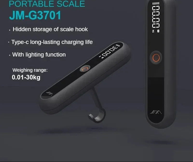 JIMIHOME JM-G3701 Electric Handheld Scale High-Precision Portable 0.01-30Kg Electronic Scale Rechargeable Digital Luggage Scale