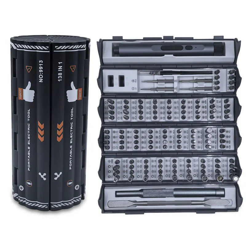 138 in 1 Precision Electric Screwdriver Set High Torque with LED Light Strong Magnetic Phillips Torx Screw Driver Bits for DIY