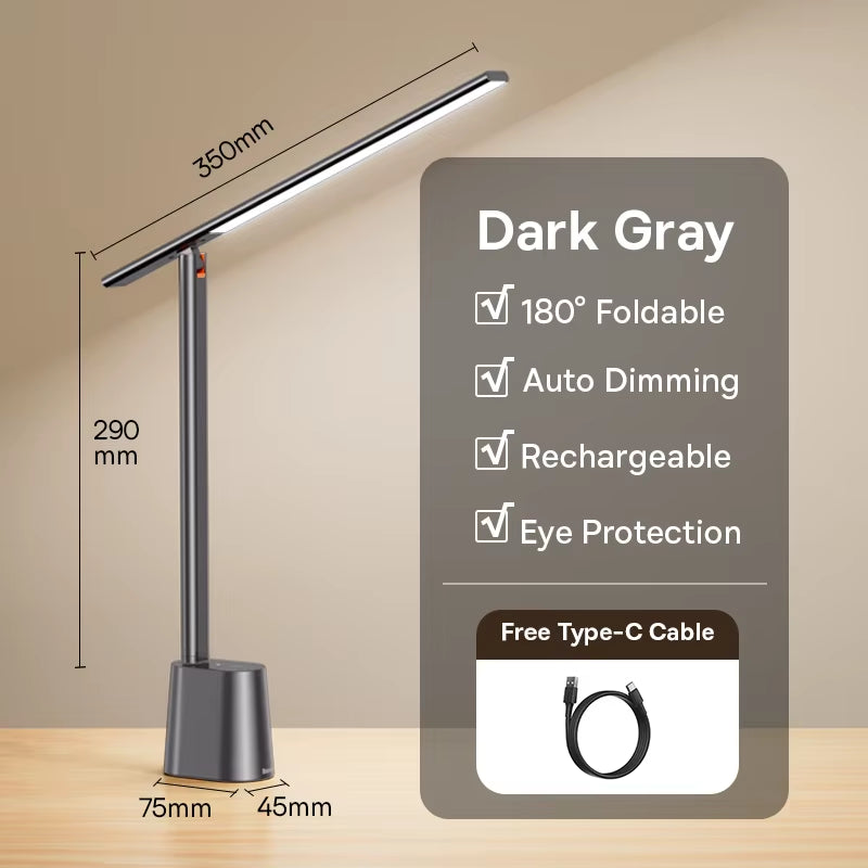 Desk Lamp 180° Foldable LED Table Lamp Rechargeable Auto Dimming Smart Eye Protection Study Reading Room Night Light Lamp