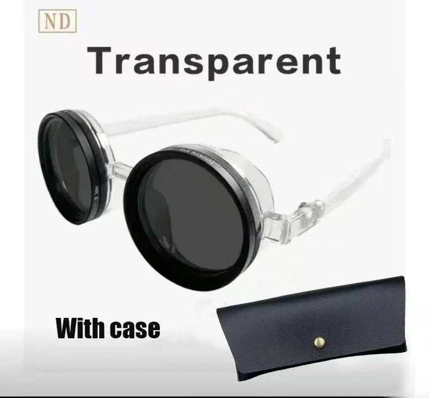 Hand Made ND9 Retro Punk Polarized Men round Adjustable Sunglasses Women UV anti UV Fishing Sunglasses ND Filter