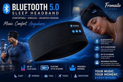 Bluetooth Sleep Headband – Wireless Headphones, Built-In Speakers, Comfortable Fabric, 10-Hour Battery Life