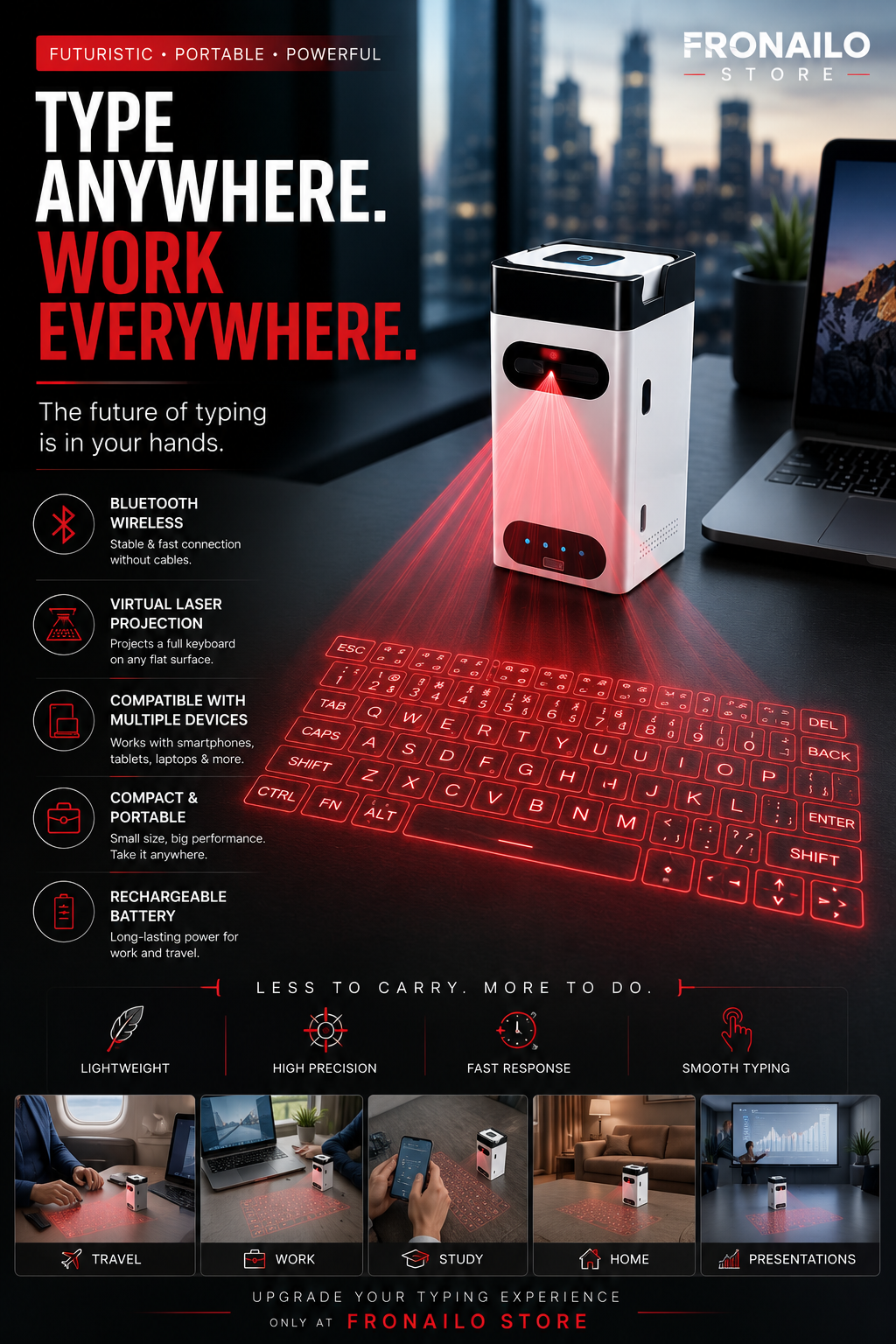 Portable virtual laser keyboard