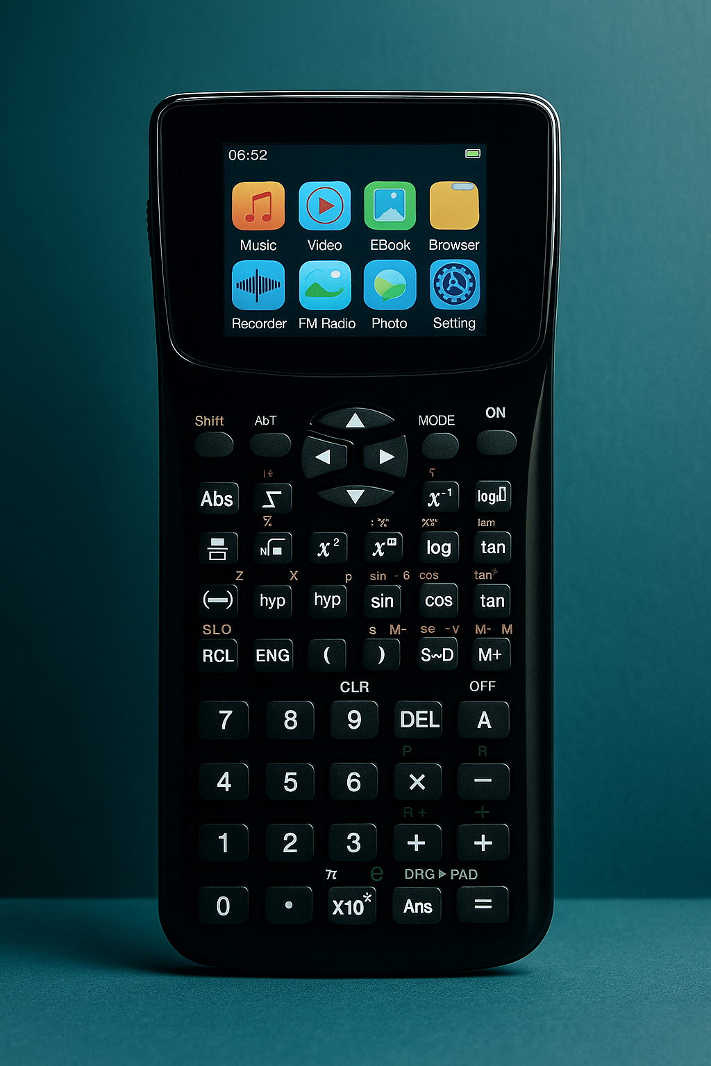 Smart student calculator with E-Book & privacy screen