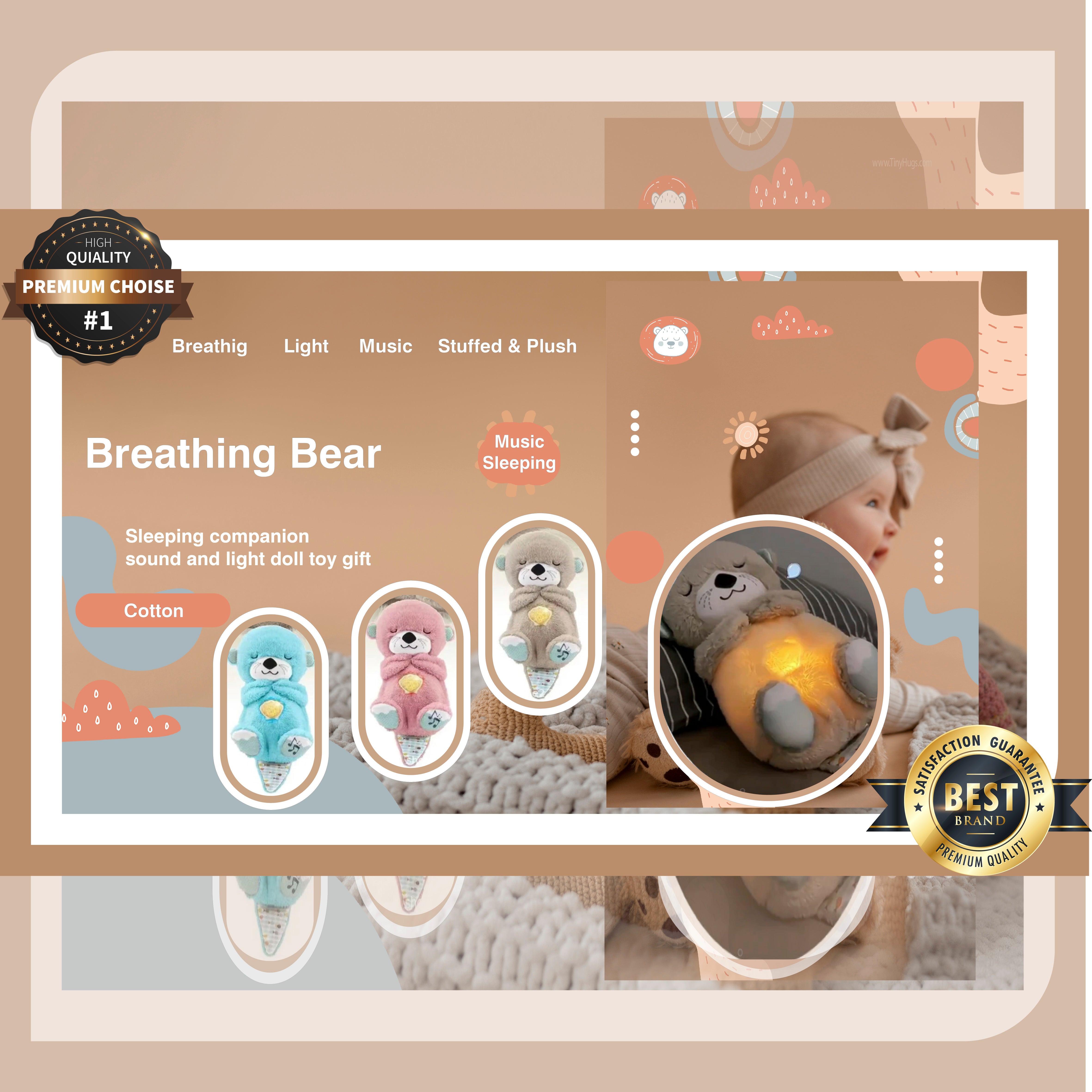 Baby breathing bear soothing Otter Plush - perfect for children!