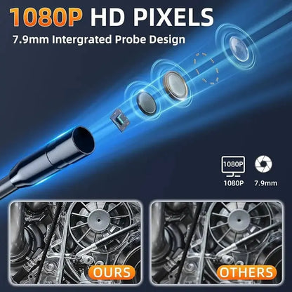 Industrial Endoscope Camera 8Mm HD1080P 4.3Inch IPS Screen 1080P Pipe Inspection Camera for Car Repair IP67 Waterproof 8 LEDS