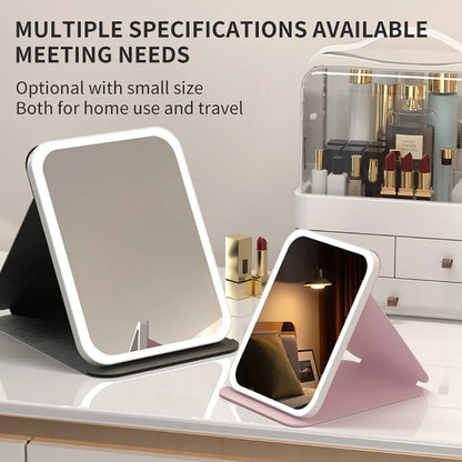 Makeup fold mirror with light