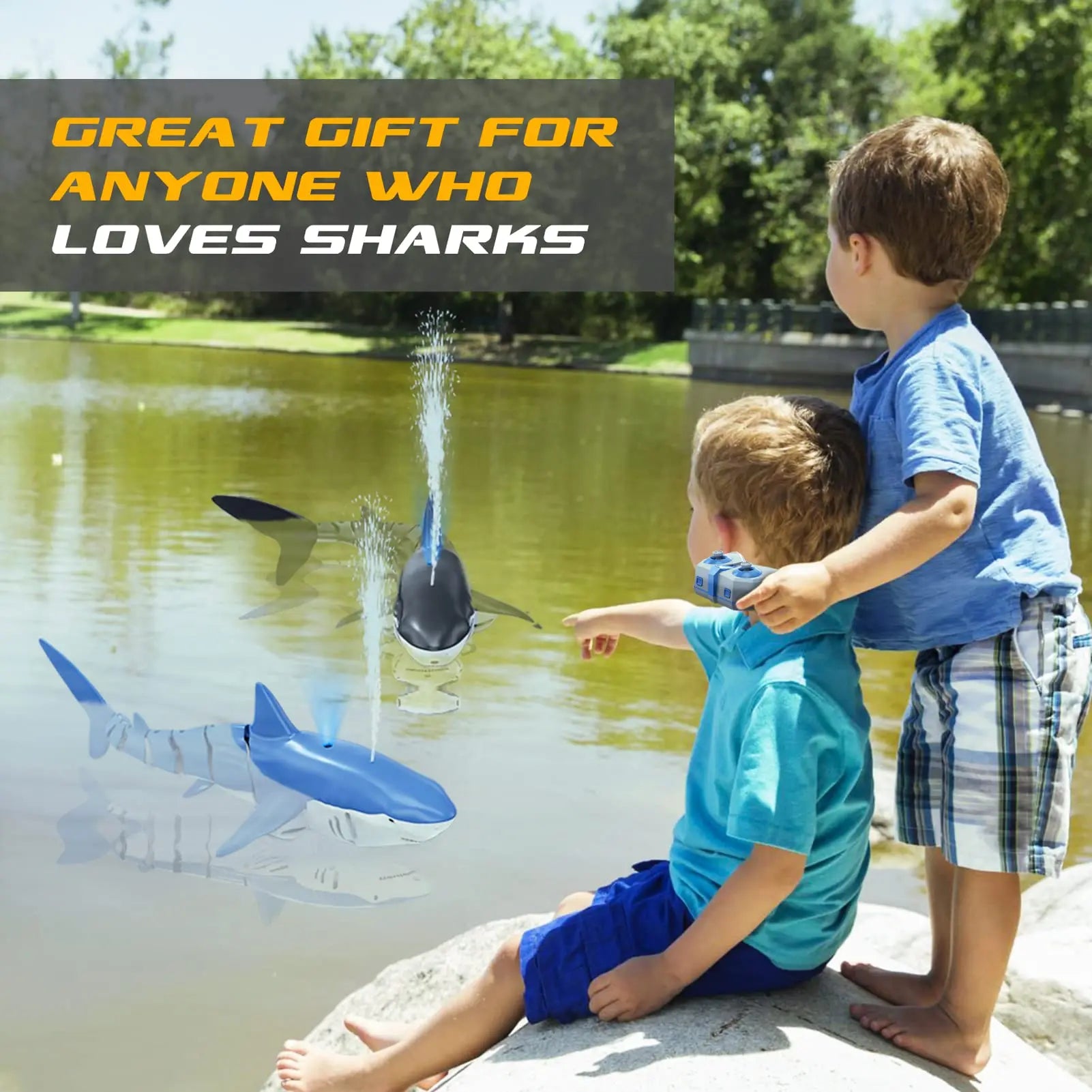 Smart  remote controlled shark /whale spray water!